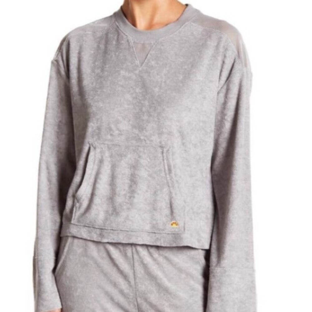 C&C California Long Sleeves Top Terry Mesh Size M Gray Casual Pocket Streetwear
